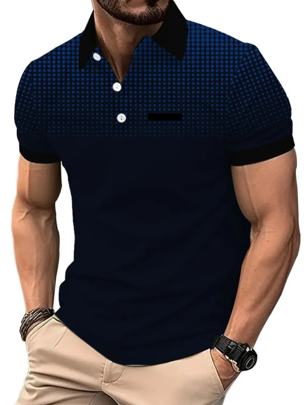 Men's Full Size Button Detail Short Sleeve Polo Plus Size, image 2