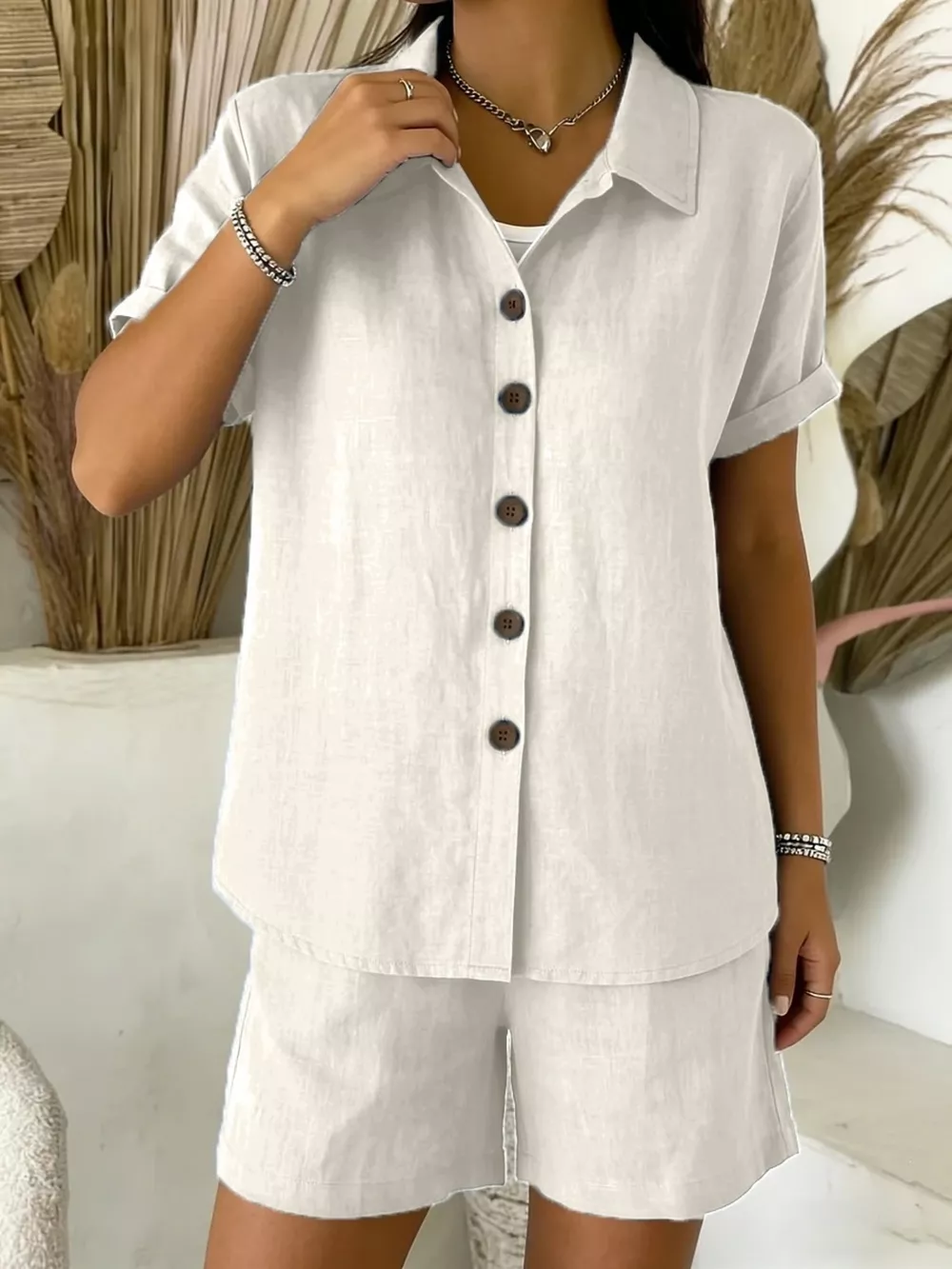 Full Size Button-Up Shirt and Shorts Set Plus Size, image 11
