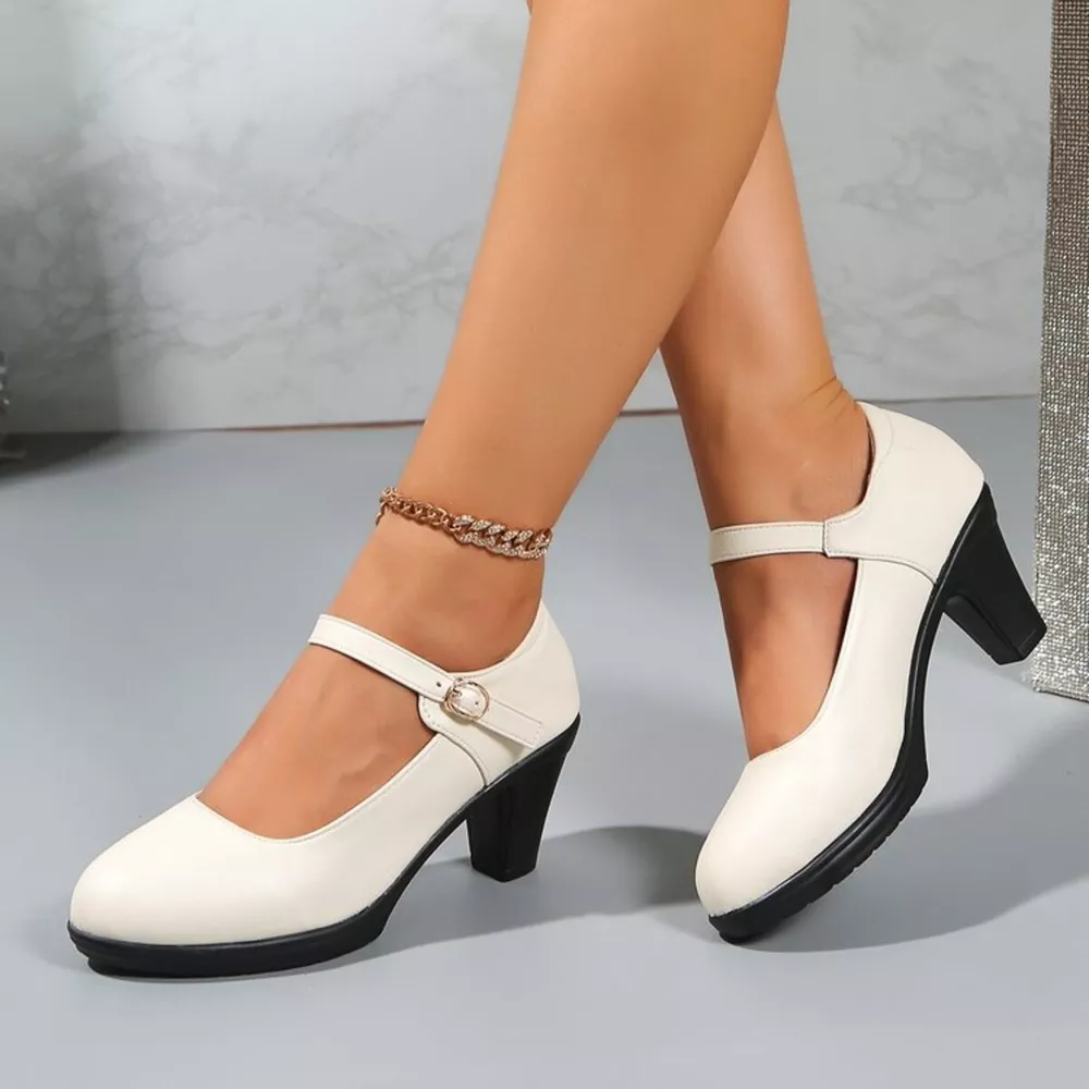 Buckle Block Heels Pumps, image 2