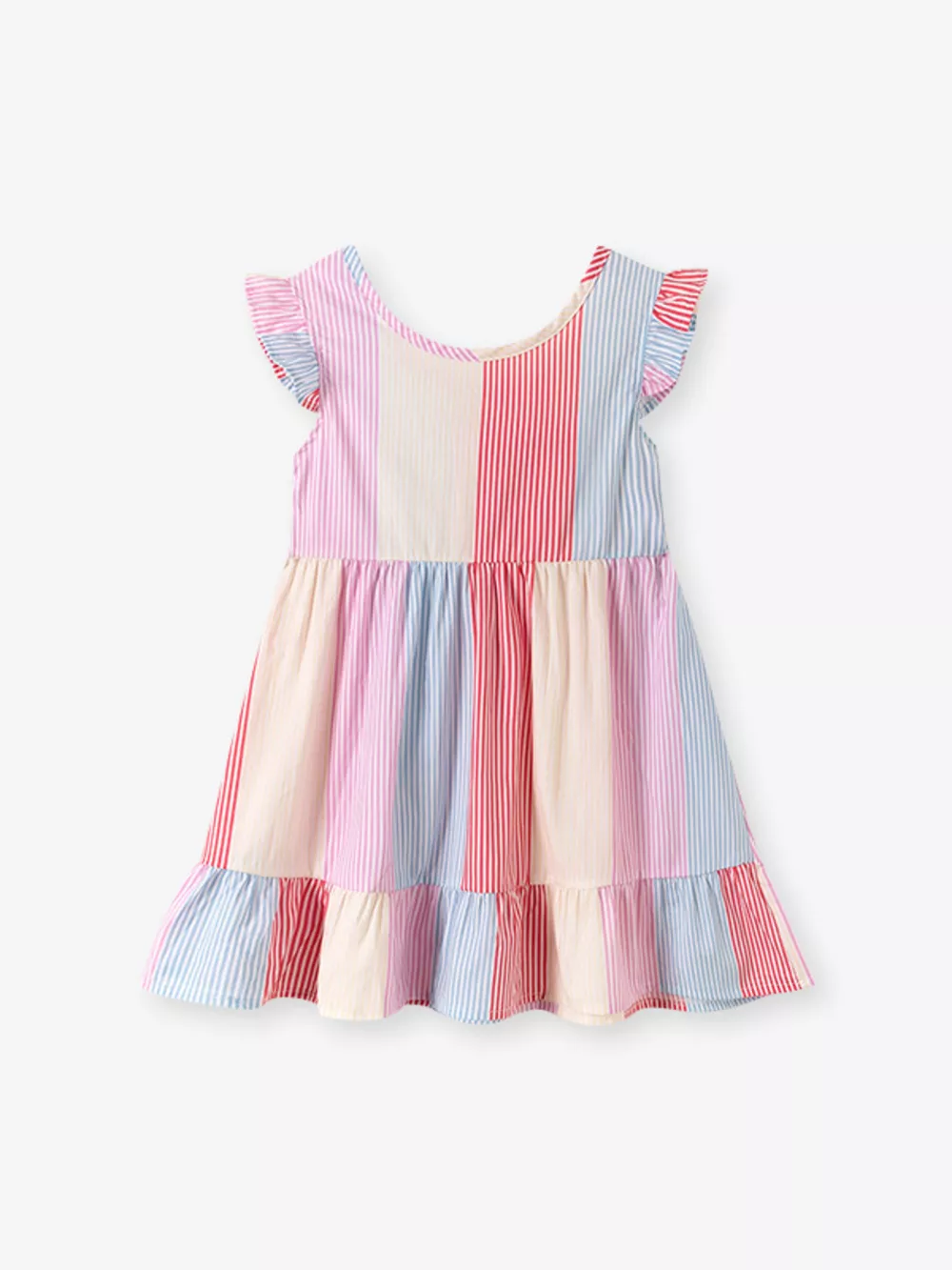 Children's Striped Ruffle Sleeve Casual Dress, image 2