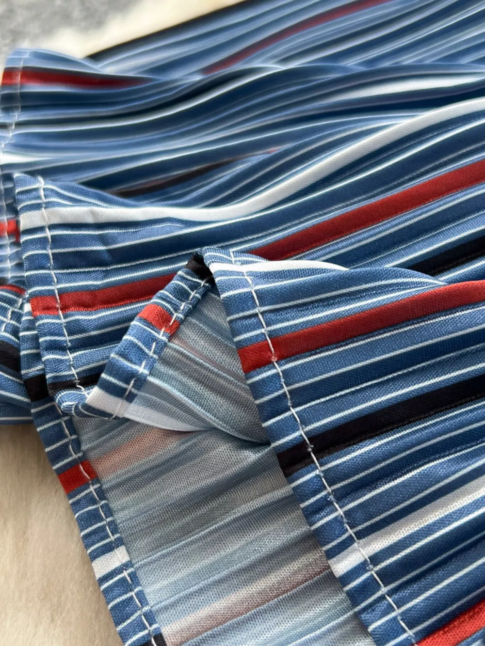 Full Size Striped Patchwork Denim Skirt Plus Size, image 7