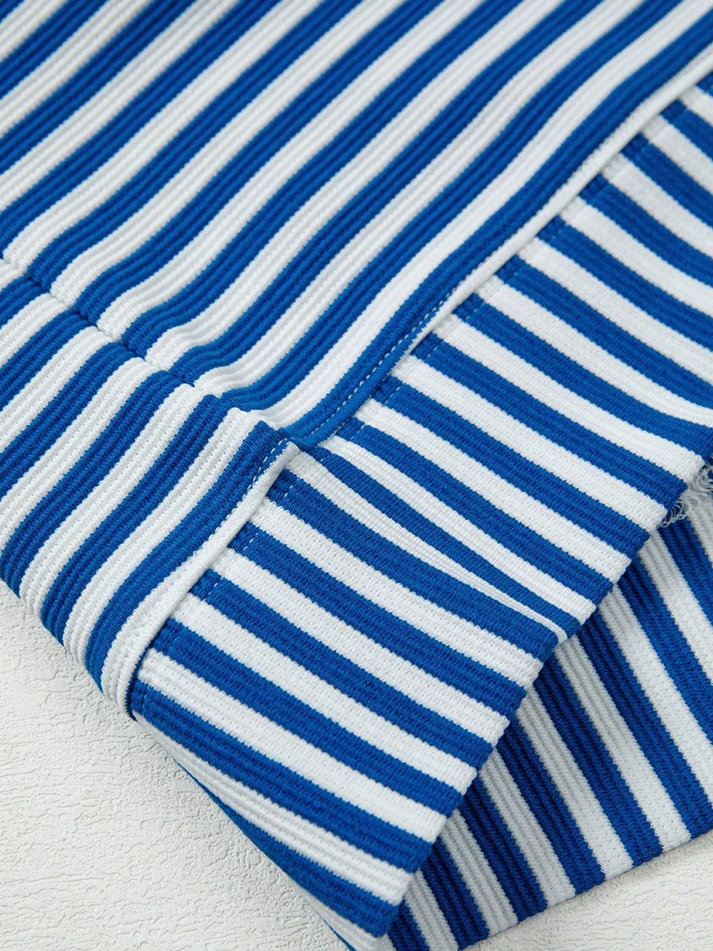 Stripe Quarter Zip Collar Long Sleeve Top, image 7