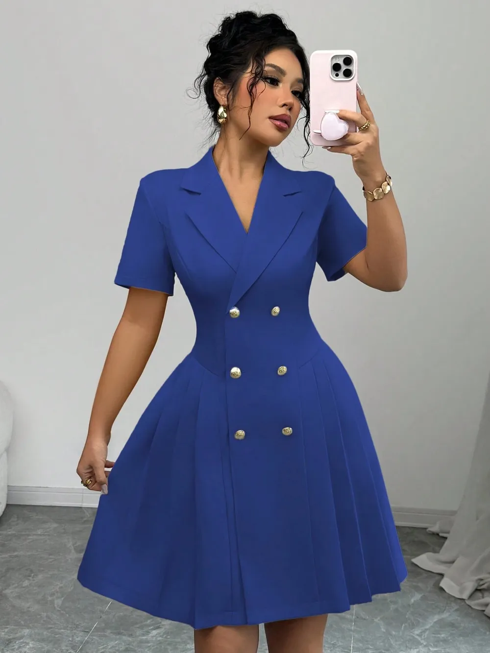 Double-Breasted Short Sleeve Dress, image 13