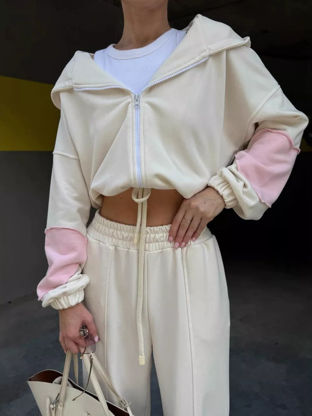 Zip Up Hoodie and Wide-Leg Pants Set, image 4