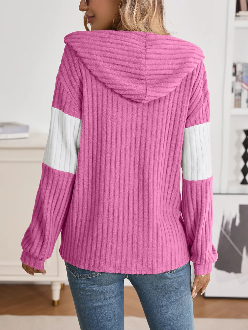 Drawstring Color Block Zip Up Outerwear, image 18