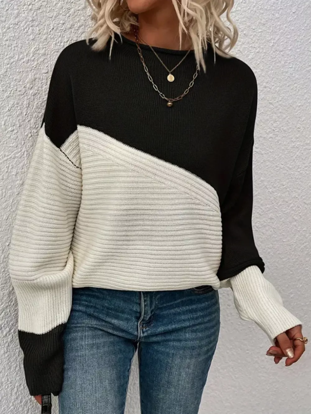 Color Block Ribbed Knit Sweater, image 9
