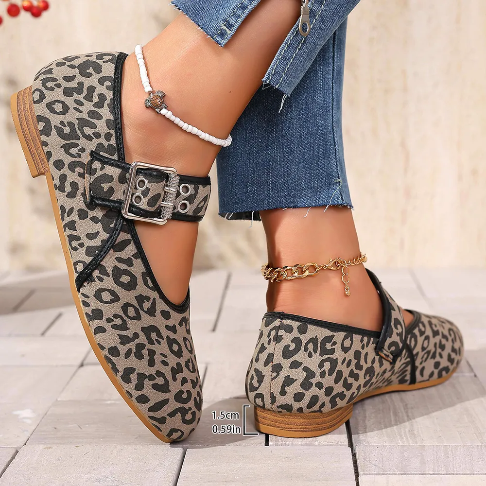 Leopard Print Mary Jane Loafers, image 9