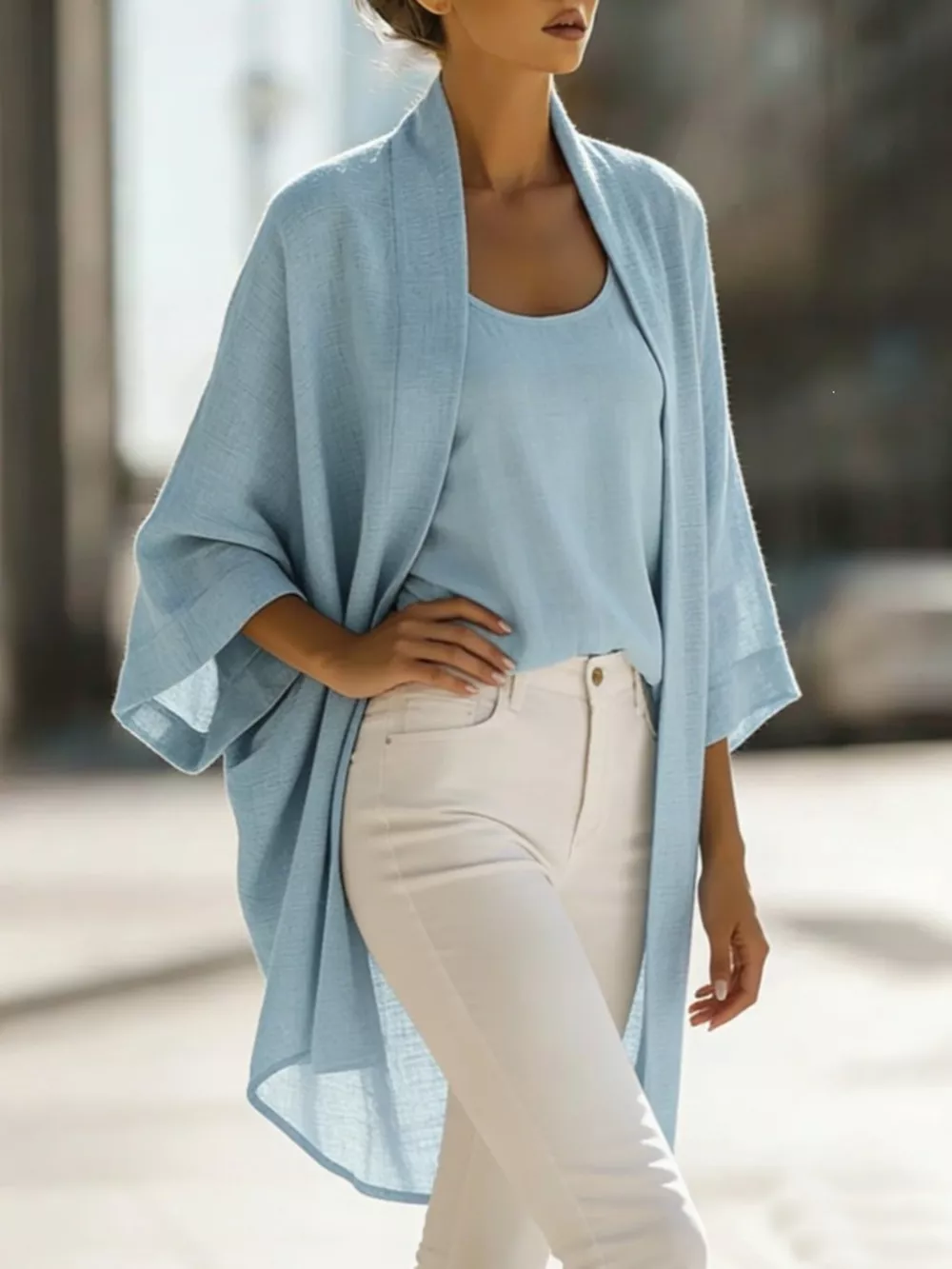 Full Size Open-Front Cardigan and Matching Tank Top Set Plus Size, image 3