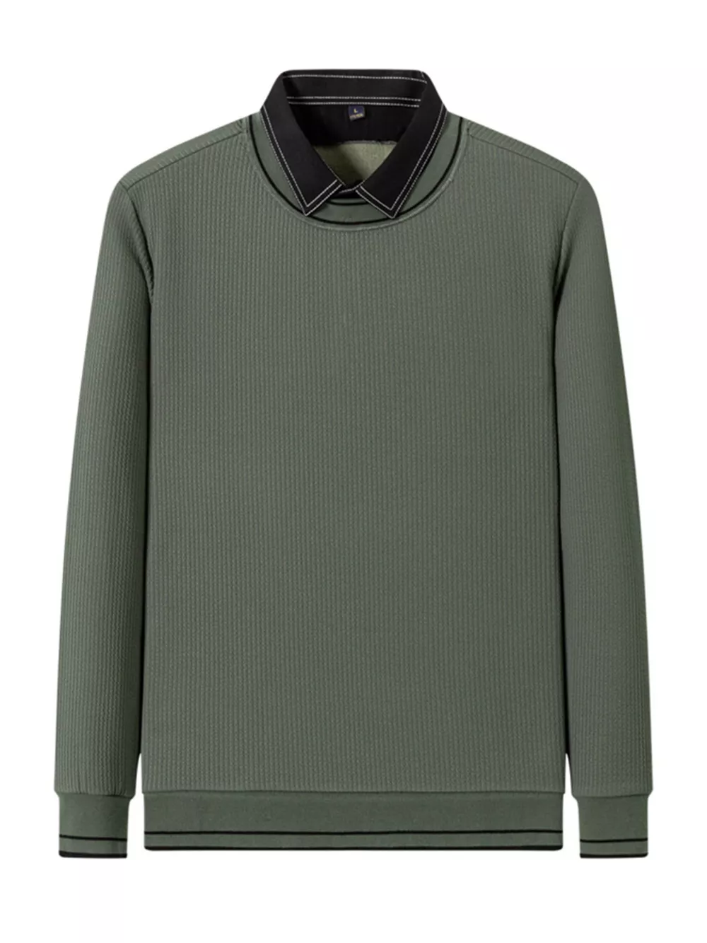 Men's Plus Size Collared Neck Ribbed Sweater, image 4