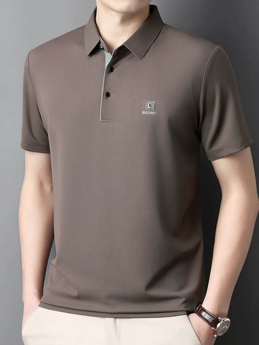 Men's Full Size Button Detail Short Sleeve Polo Plus Size, image 9