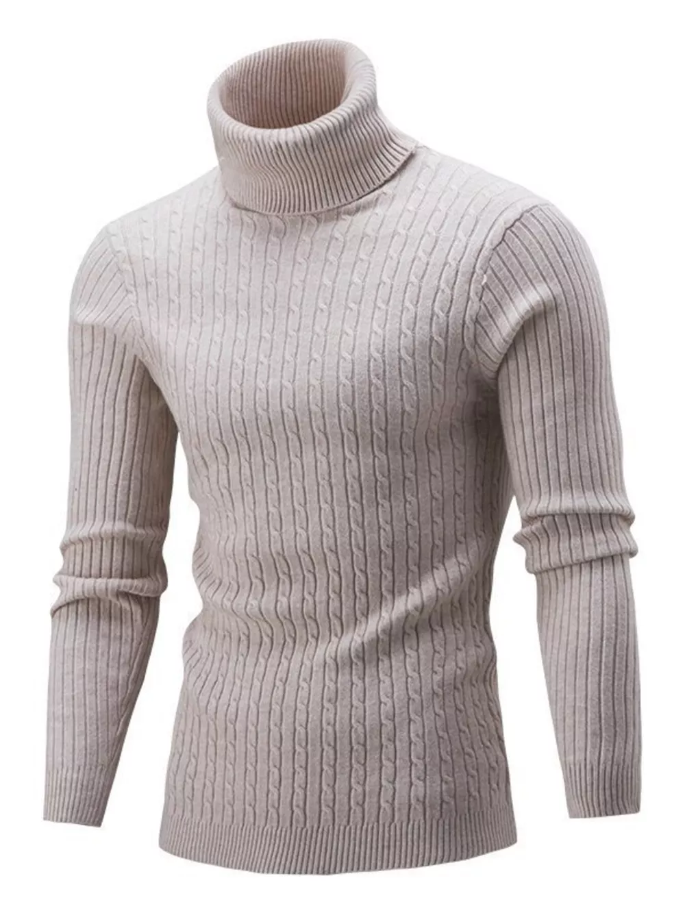 Men's Full Size Classic Cable Knit Turtleneck Sweater Plus Size, image 4
