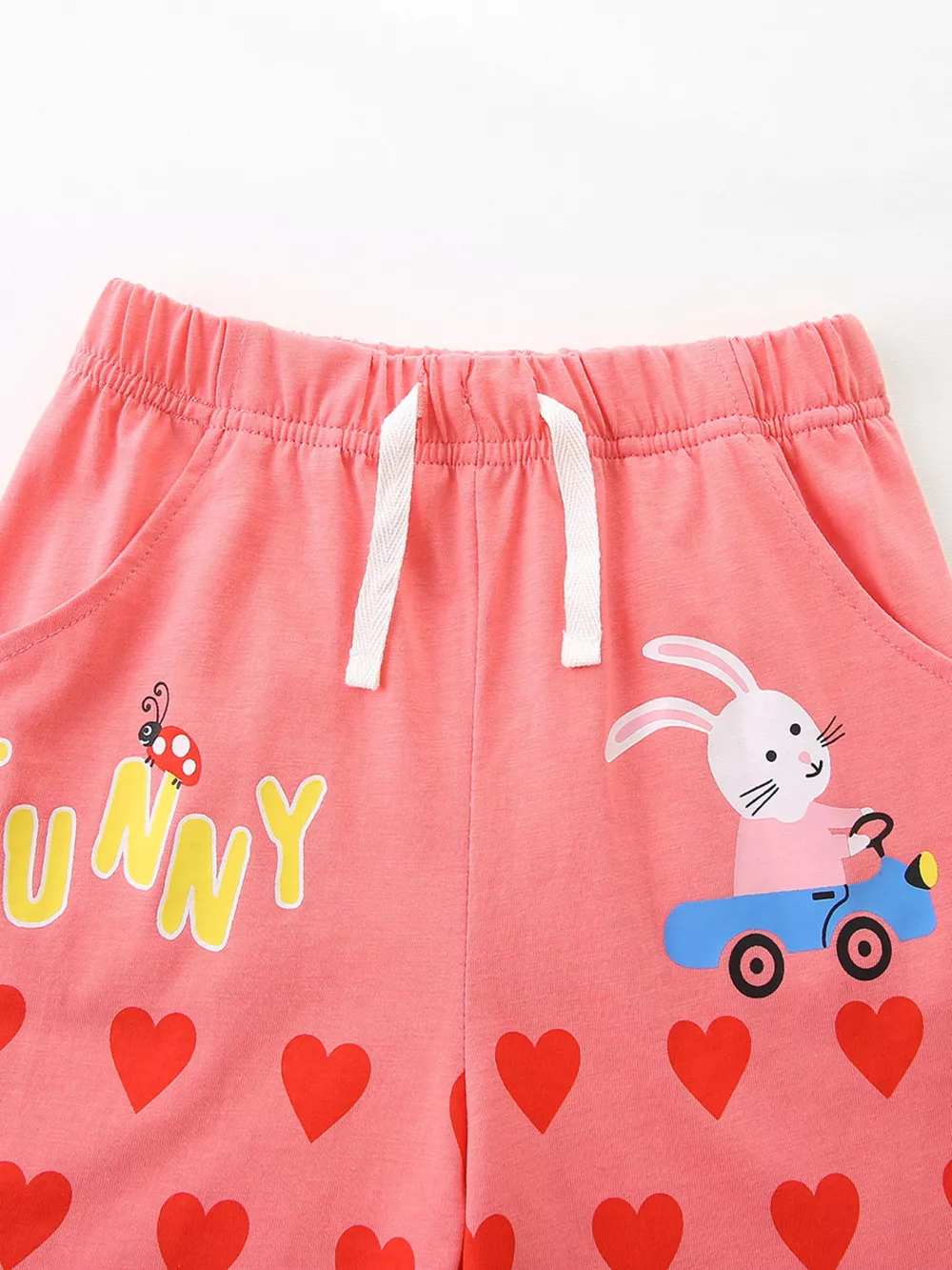 Children's Bunny Heart Print Top and Shorts Set, image 4