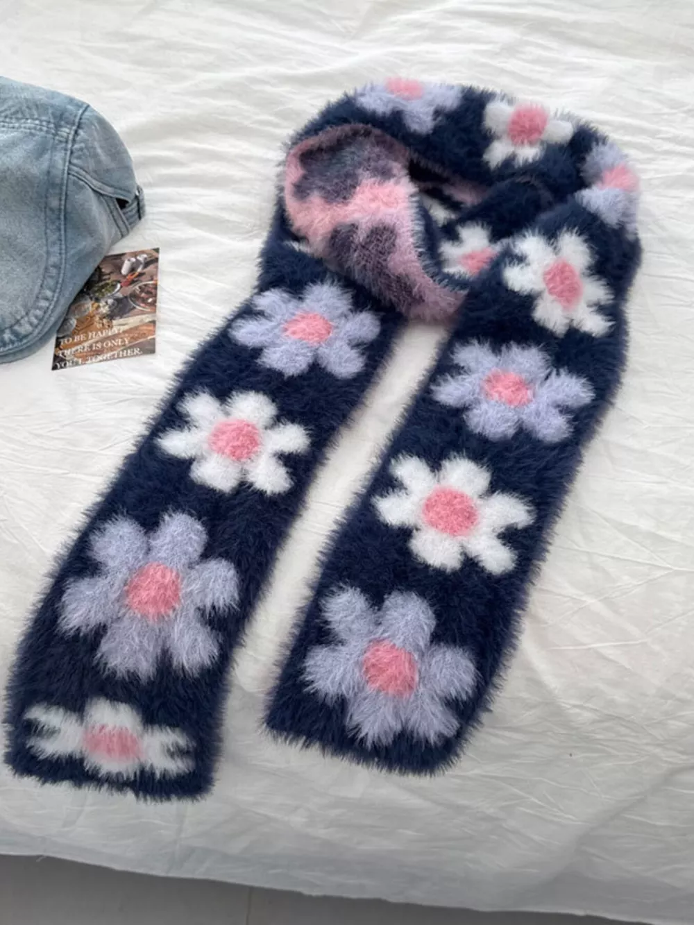 Floral Fuzzy Knit Scarf, image 9