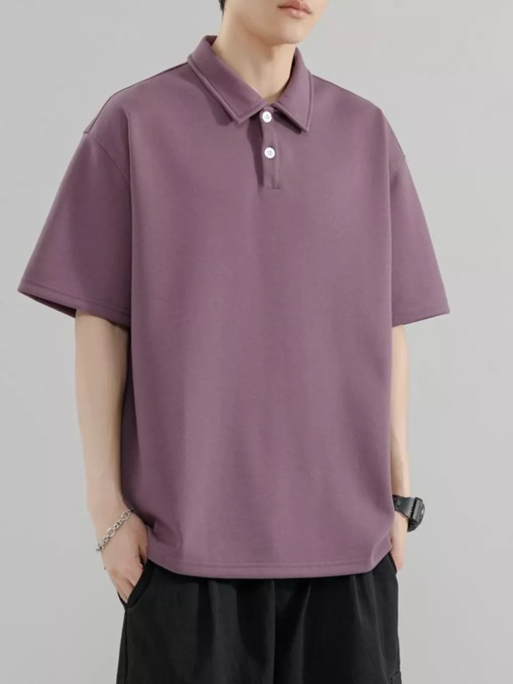 Men's Plus Size Button Detail Short Sleeve Polo, image 6
