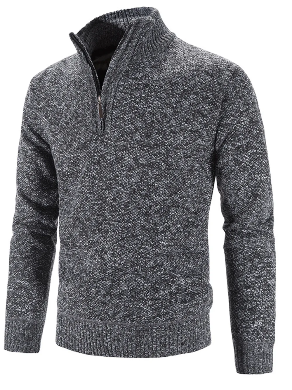 Men's Plus Size Quarter Zip Long Sleeve Sweater, image 5