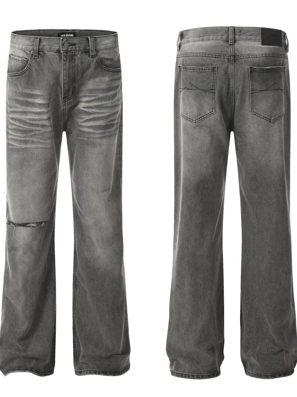 Men's Vintage Washed Distressed Wide-Leg Jeans, image 4