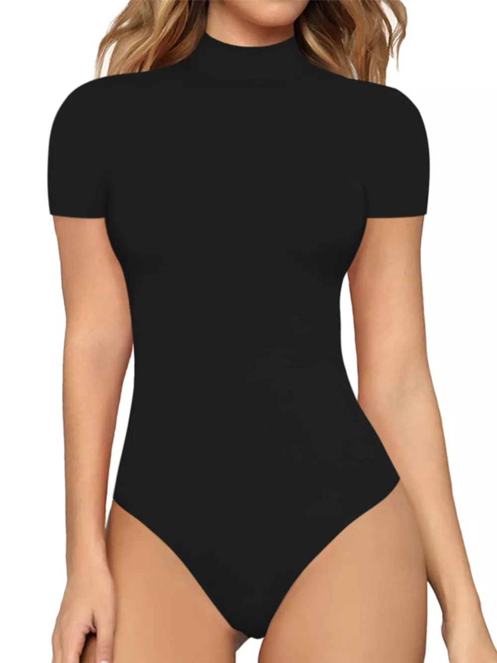 Mock Neck Short Sleeve Bodysuit, image 2