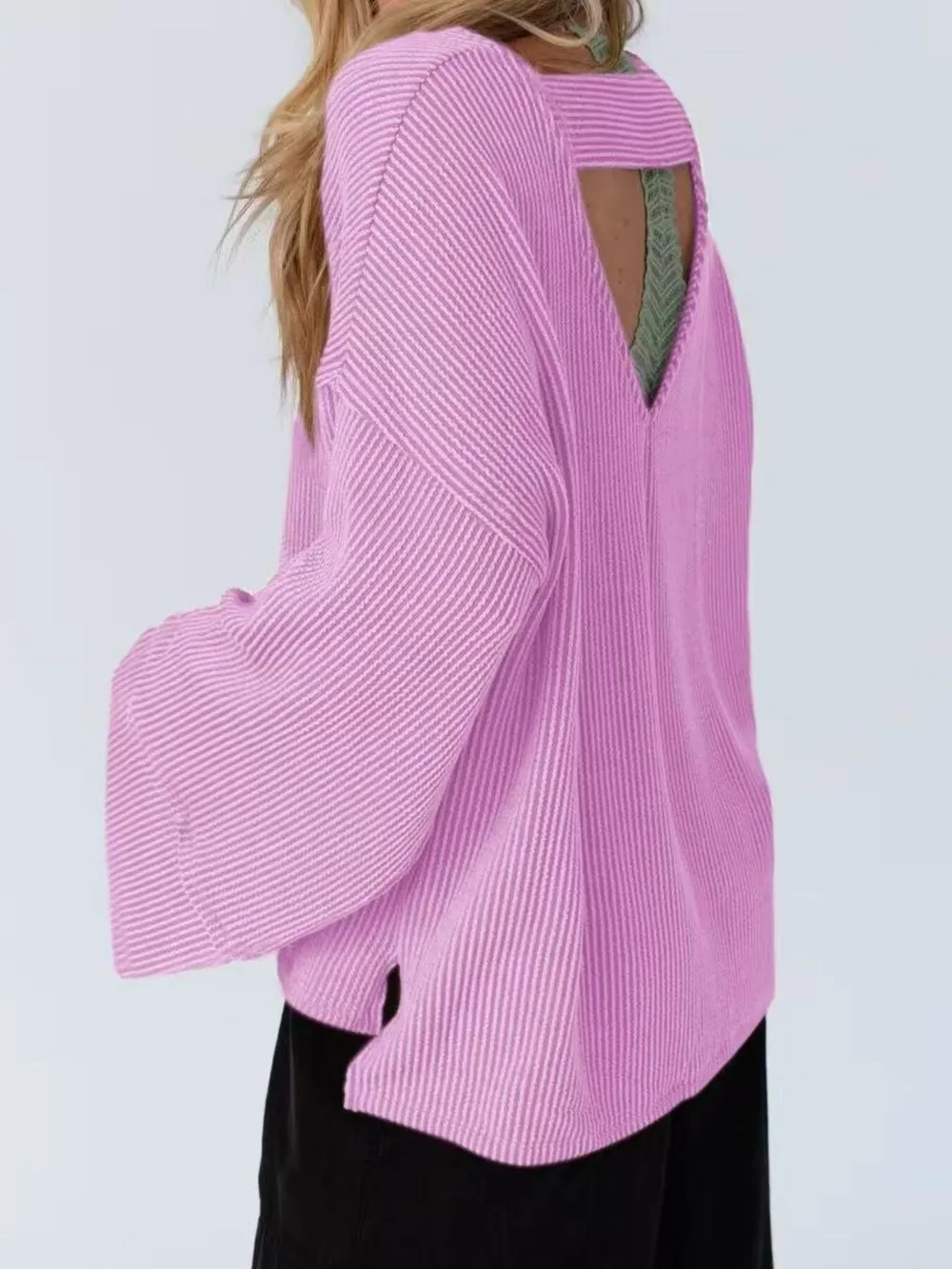 Cutout Back Long Sleeve T-Shirt, image 3