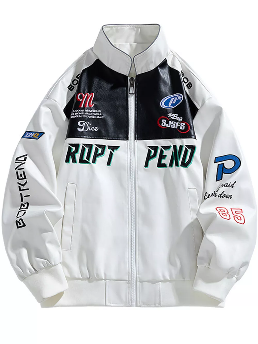 Men's Plus Size Racing-Inspired Zip Up Jacket, image 2