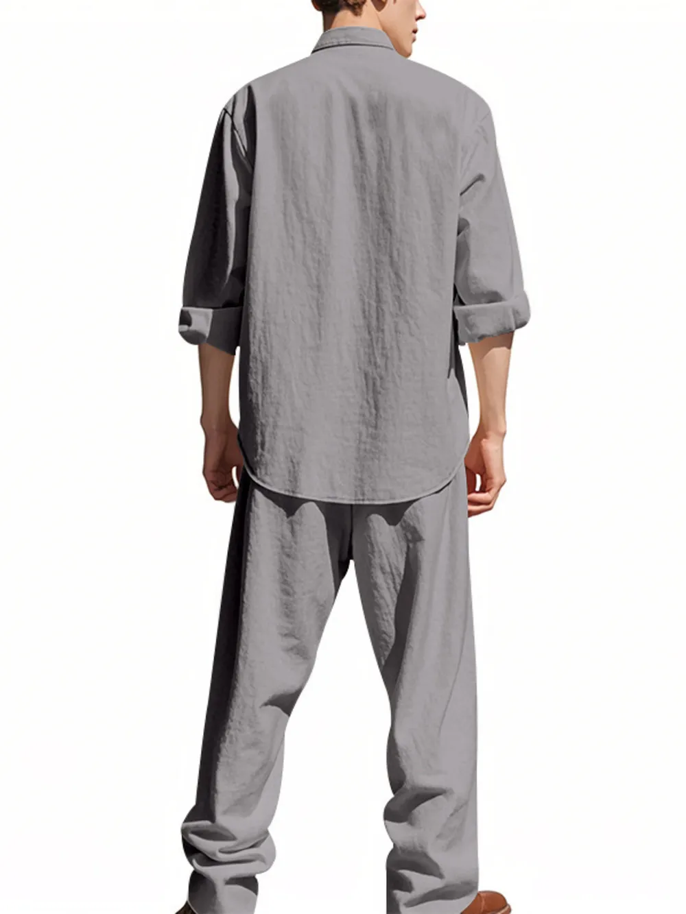 Men's Full Size Button Up Shirt and Pants Set Plus Size, image 3