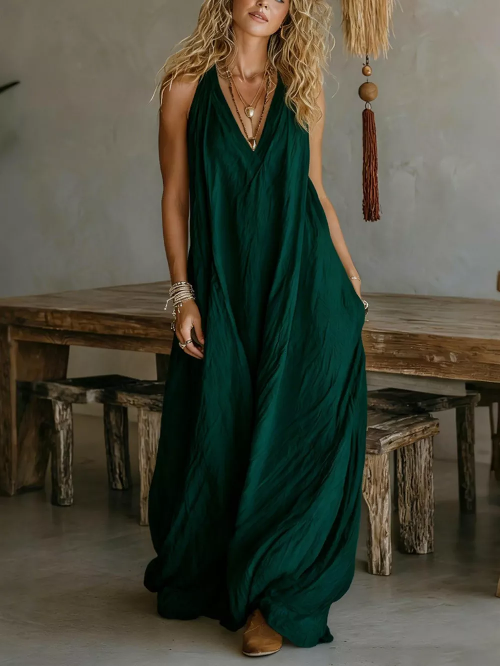 Full Size Sleeveless Flowy Maxi Dress Plus Size, image 7