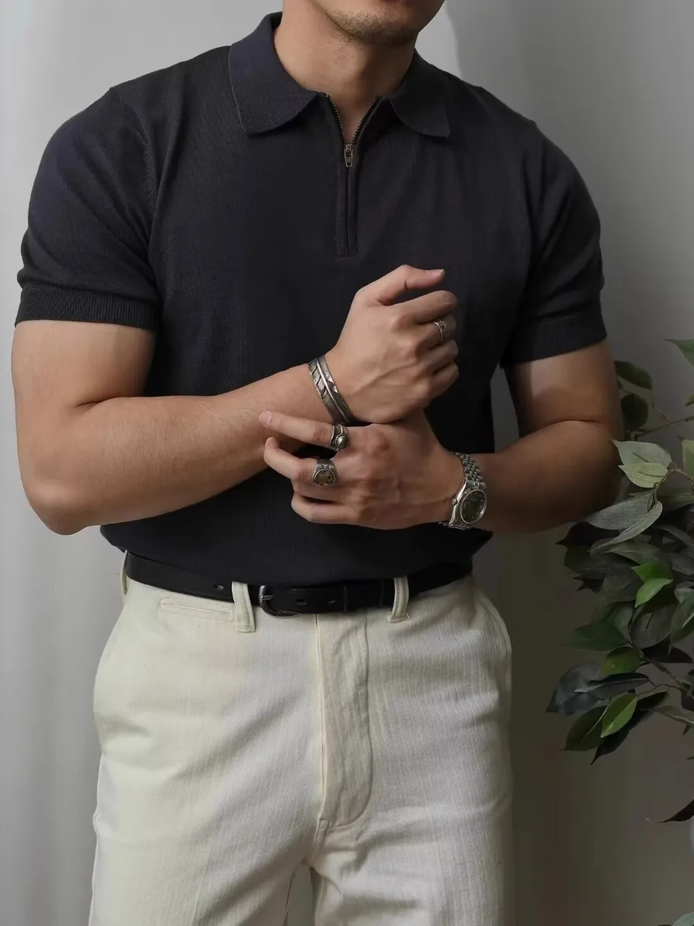 Men's Full Size Zip Collar Short Sleeve Polo Plus SIze, image 3