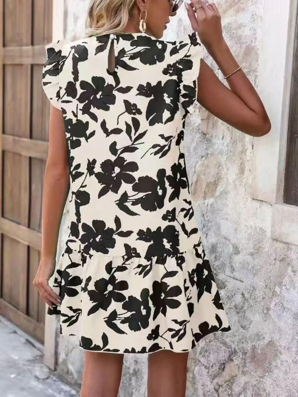 Floral Print Ruffle Sleeve Mini Dress, image 5
