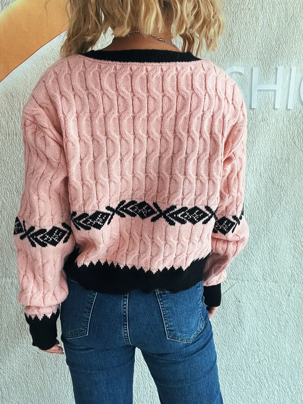 Cable Knit V-Neck Sweater, image 11