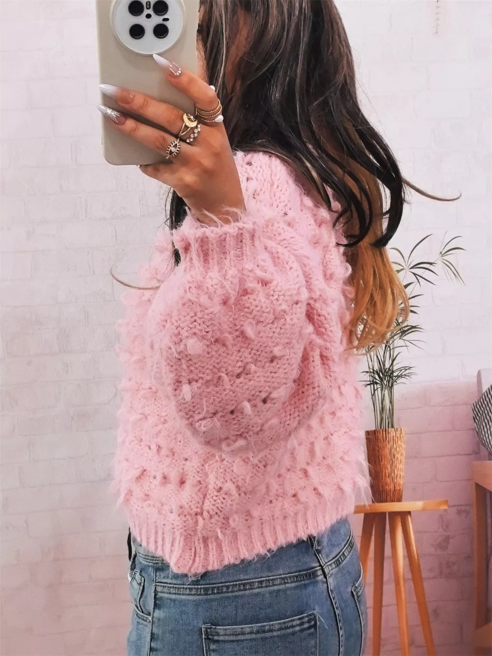 Chunky Round Neck Long Sleeve Sweater, image 19