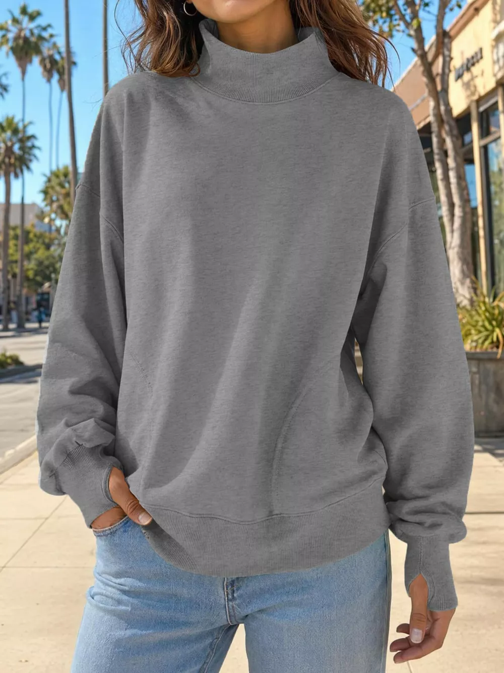 Mock Neck Oversized Sweatshirt, image 14