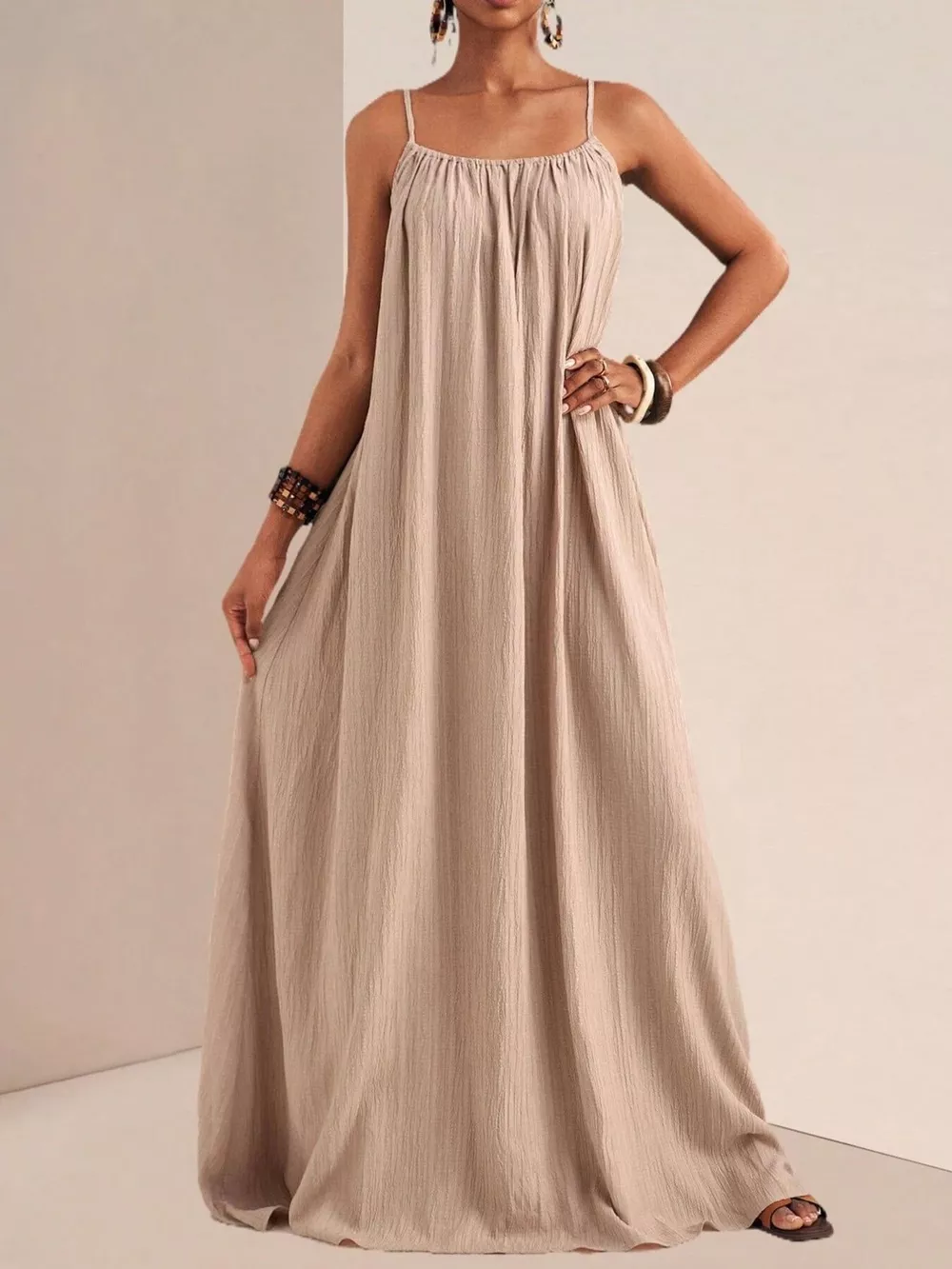 Spaghetti Strap Flowy Maxi Dress, image 4