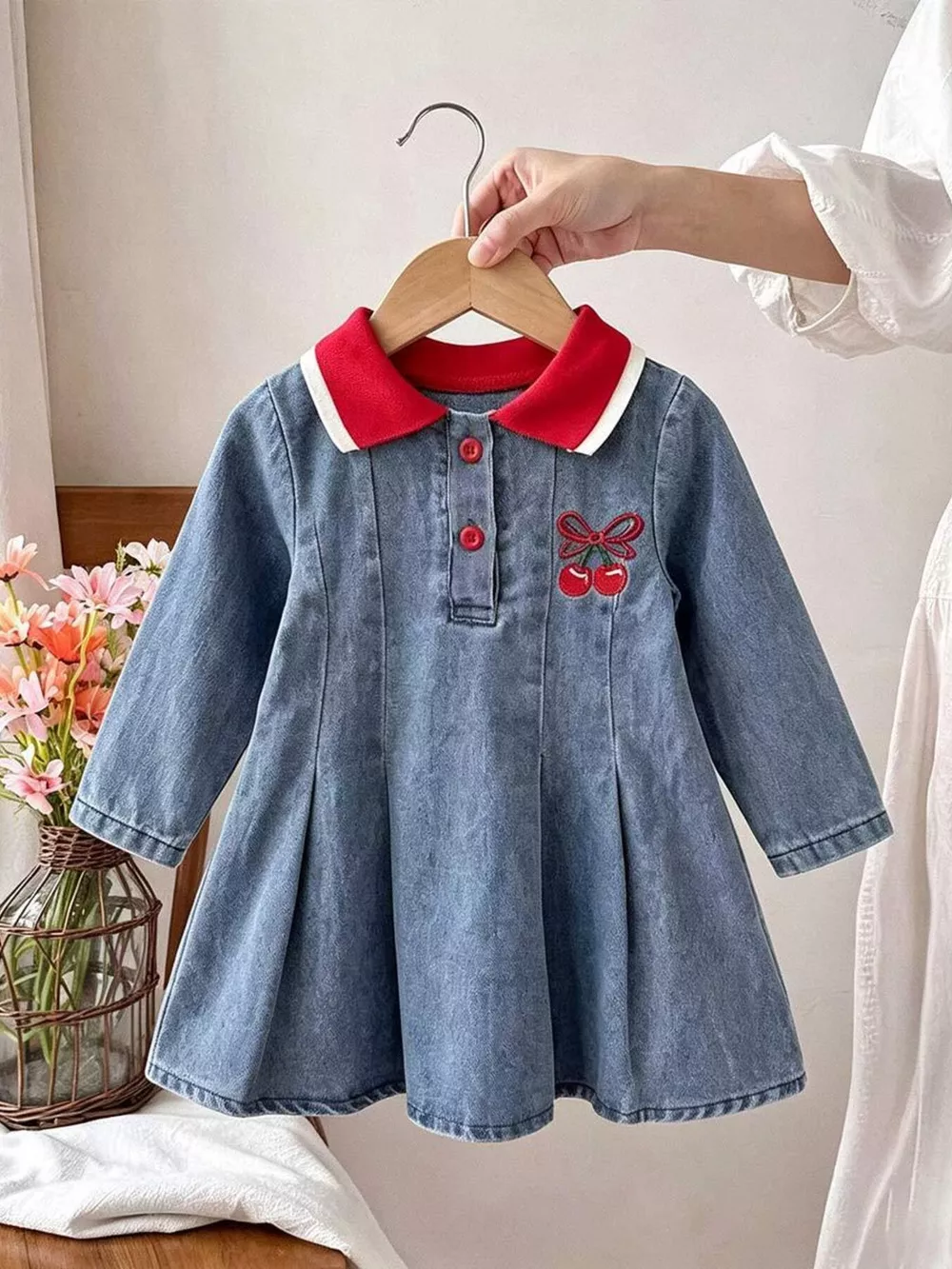 Children's Cherry Embroidered Polo Dress, image 2