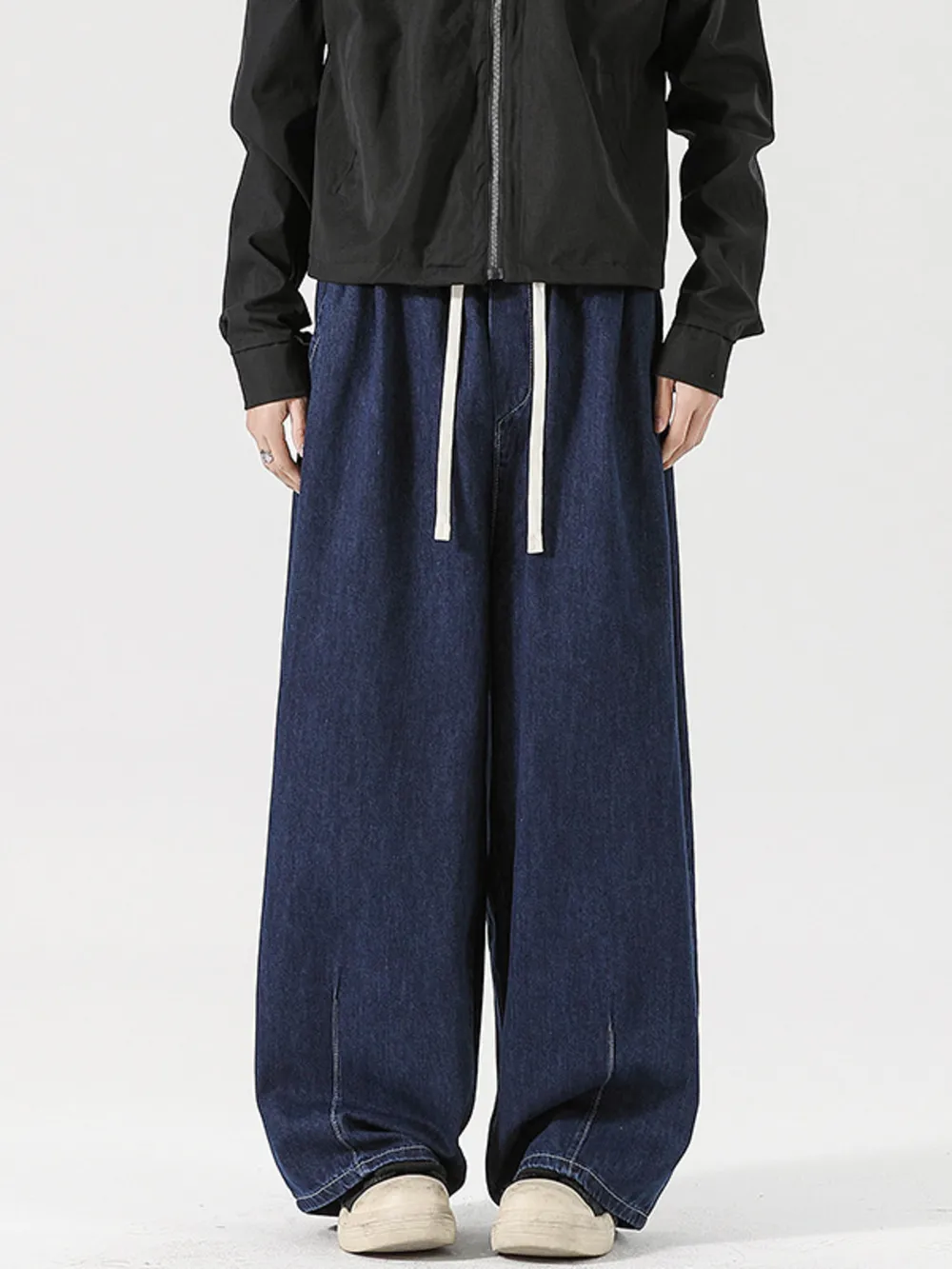 Men's Wide Leg Drawstring Jeans