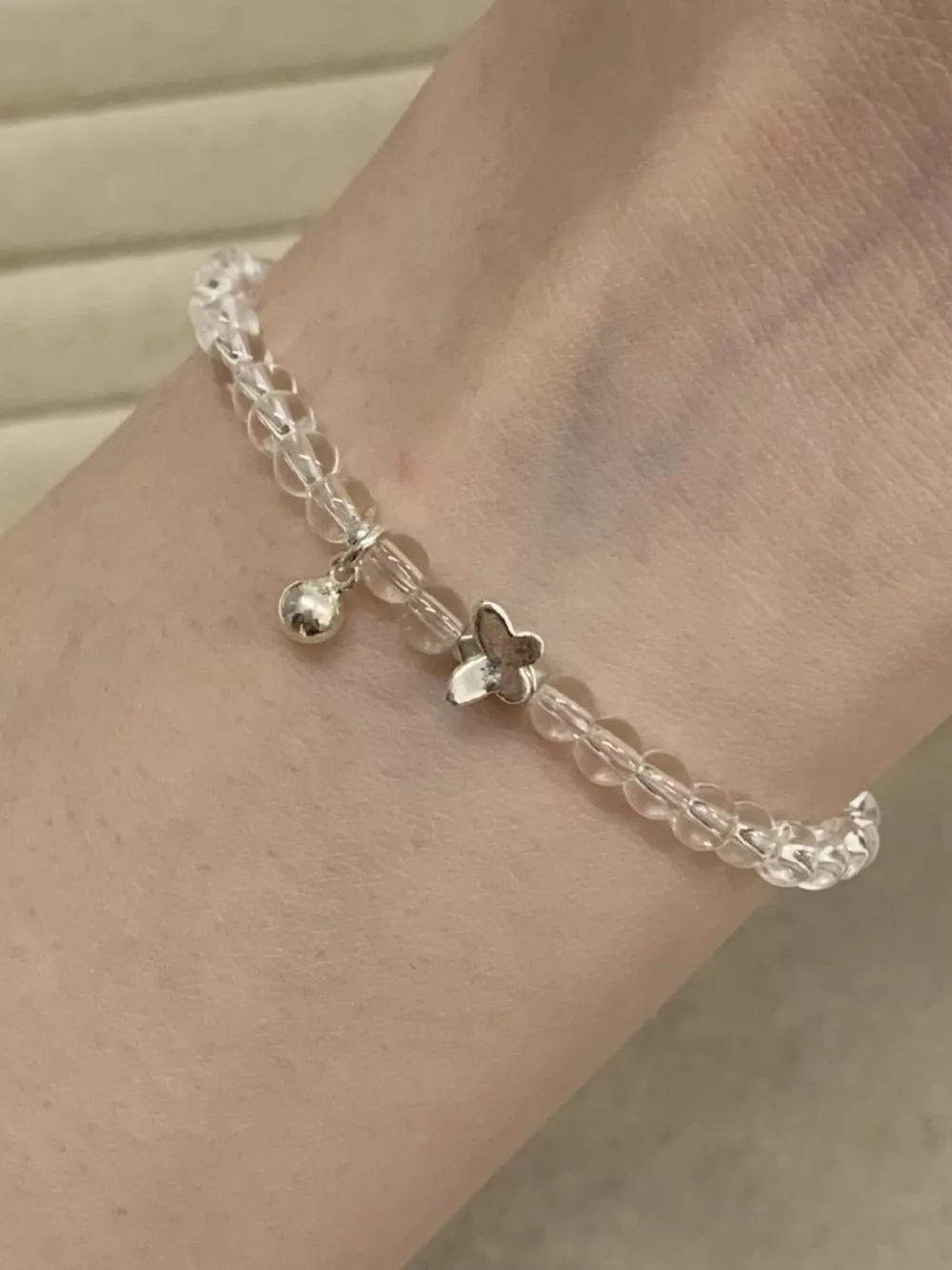 Crystal Beaded Bracelet with Butterfly Charm, image 5