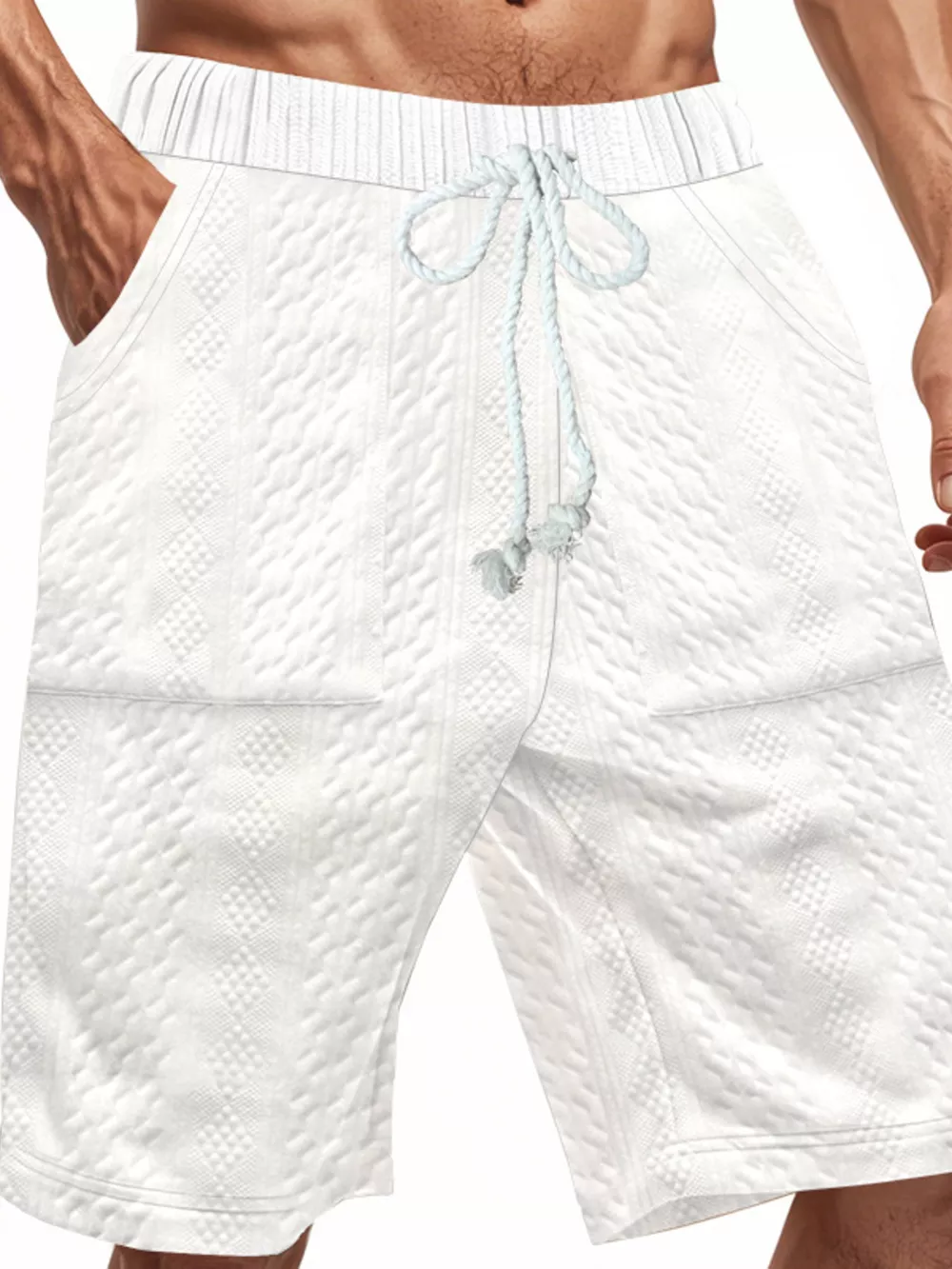 Men's Full Size Texture Drawstring Shorts Plus Size, image 8