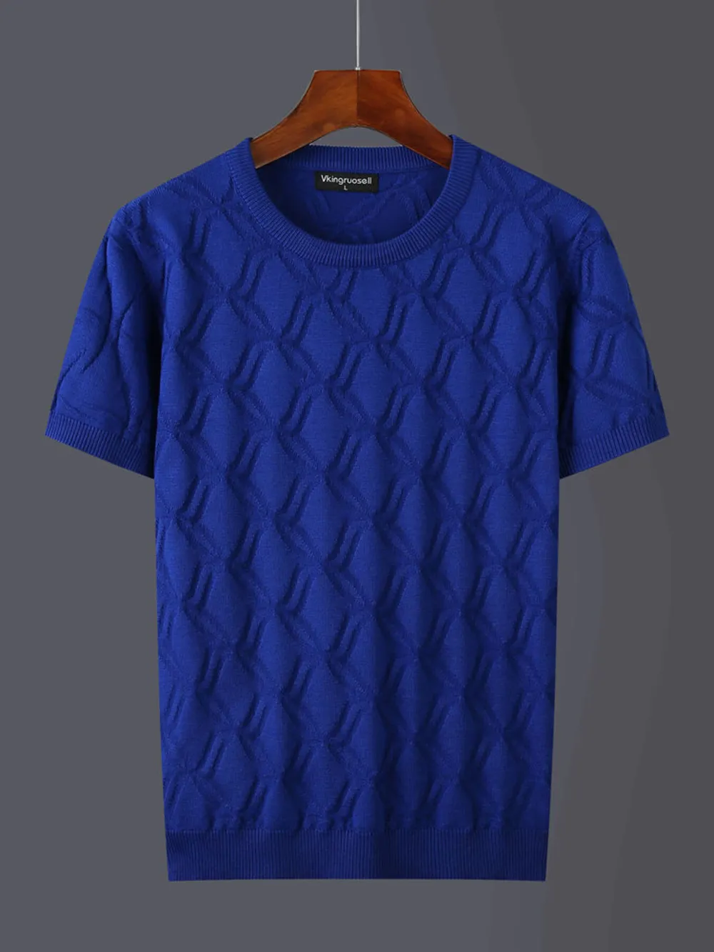 Men's Plus Size Textured Round Neck Short Sleeve Knit Top, image 2