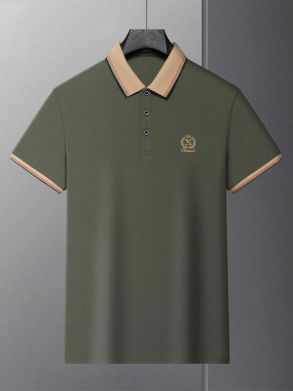 Men's Plus Size Contrast Collar Classic Polo Shirt