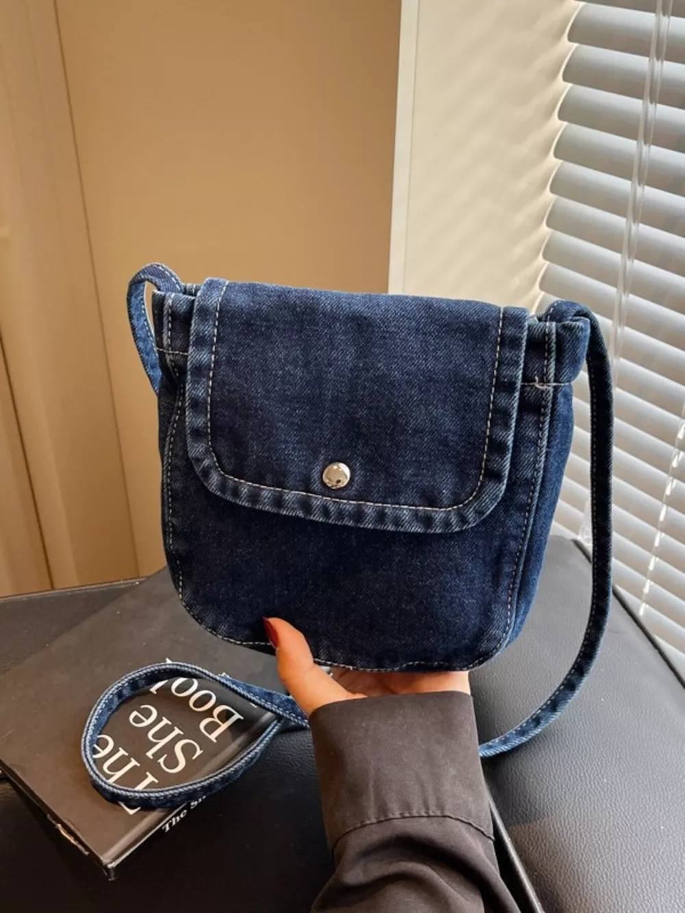 Denim Flap Crossbody Bag, image 2