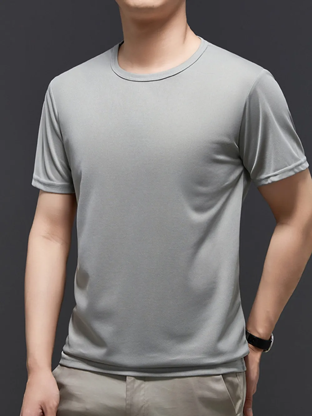Men's Plus Size Round Neck Short Sleeve T-Shirt, image 3