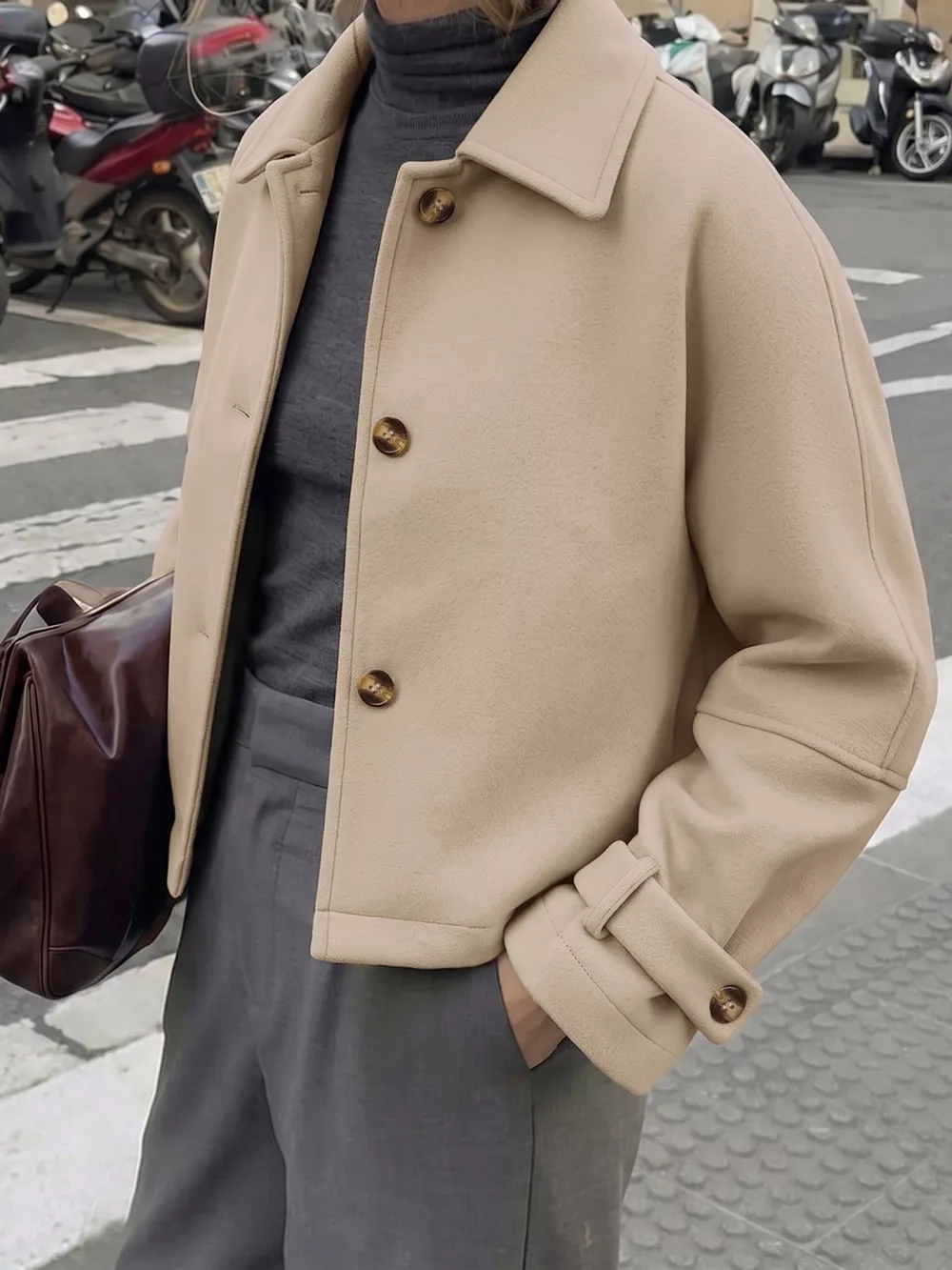 Collared Neck Button Up Jacket, image 4