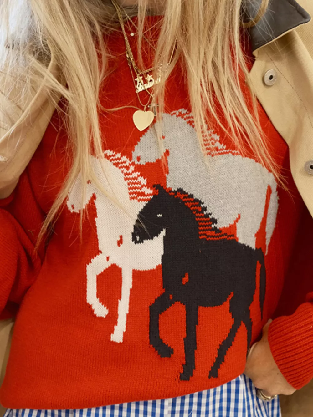 Horse Round Neck Long Sleeve Sweater, image 2