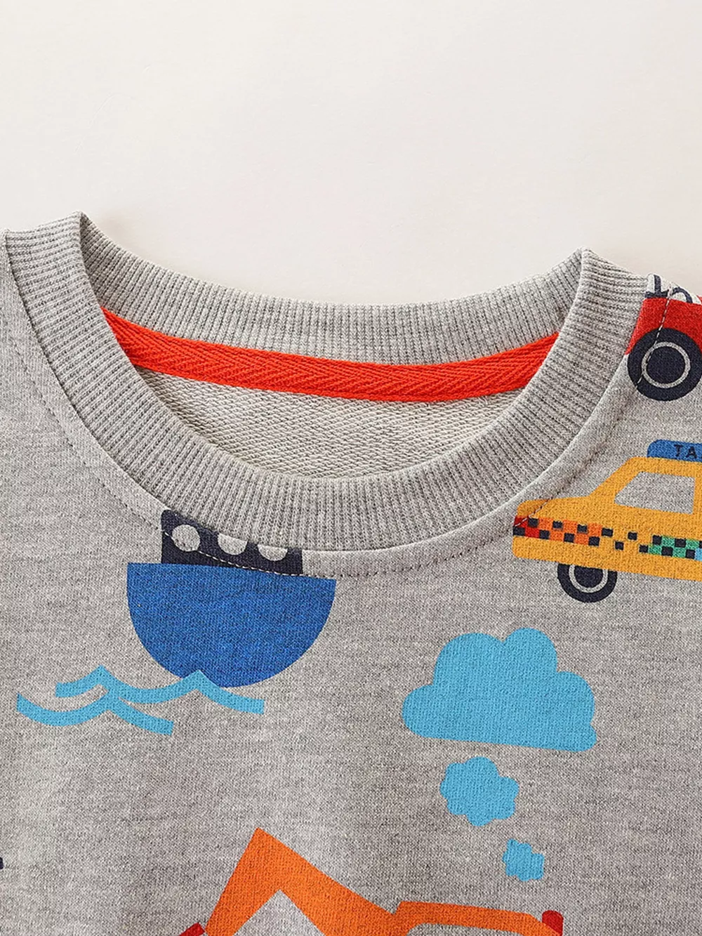 Children's Transportation Print Round Neck Sweatshirt, image 2