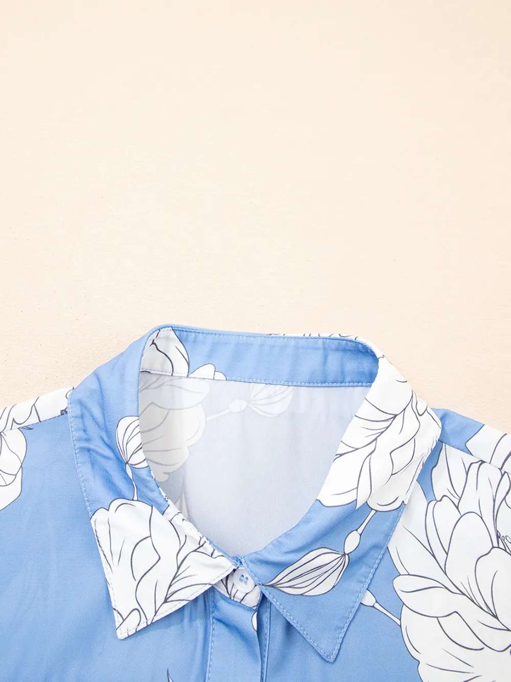 Floral Print Button Up Pleated Detail Puff Sleeve Shirt, image 3