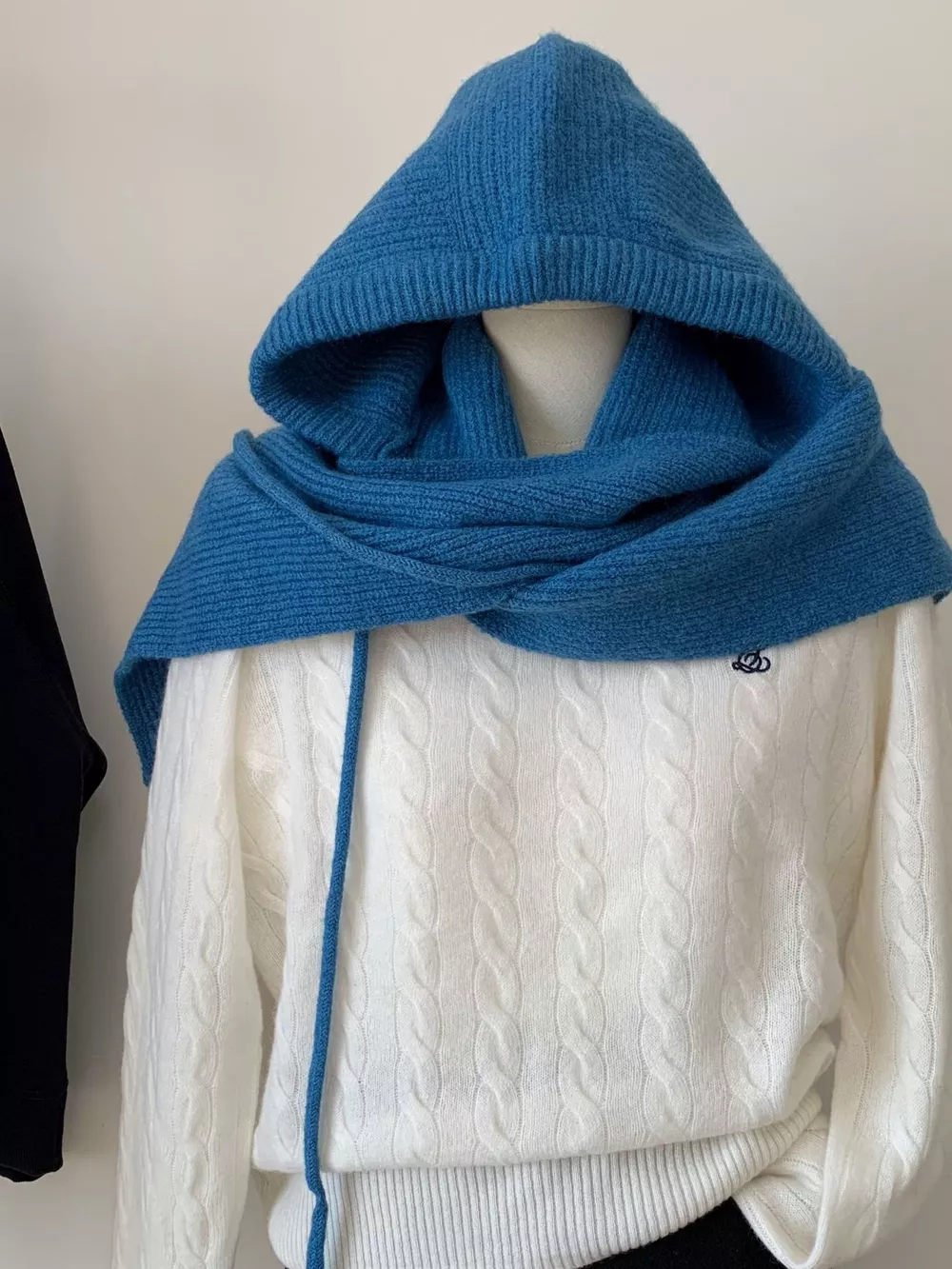 Knitted Solid Color Scarf Hat, image 2