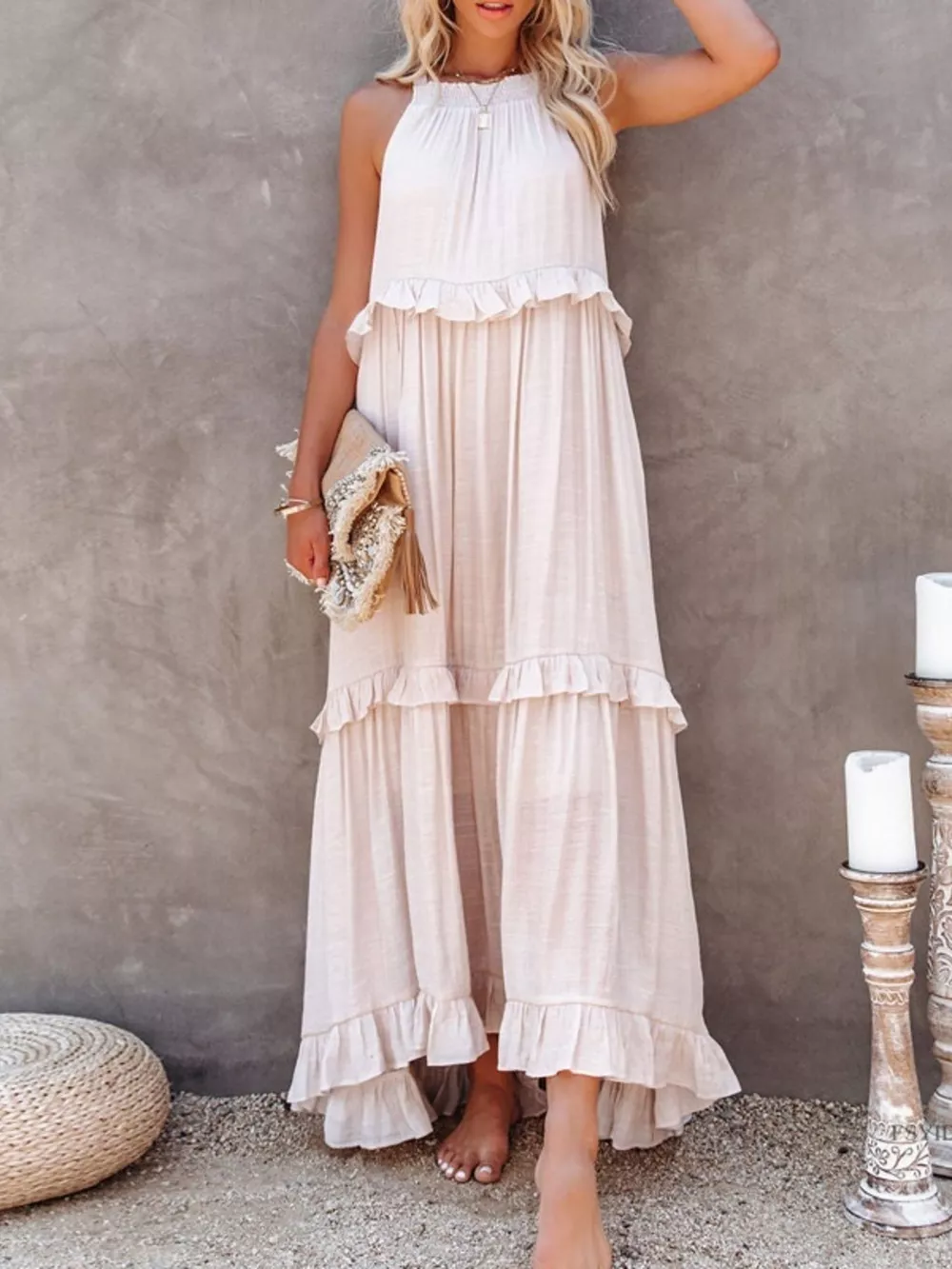 Ruffled Tiered Sleeveless Maxi Dress