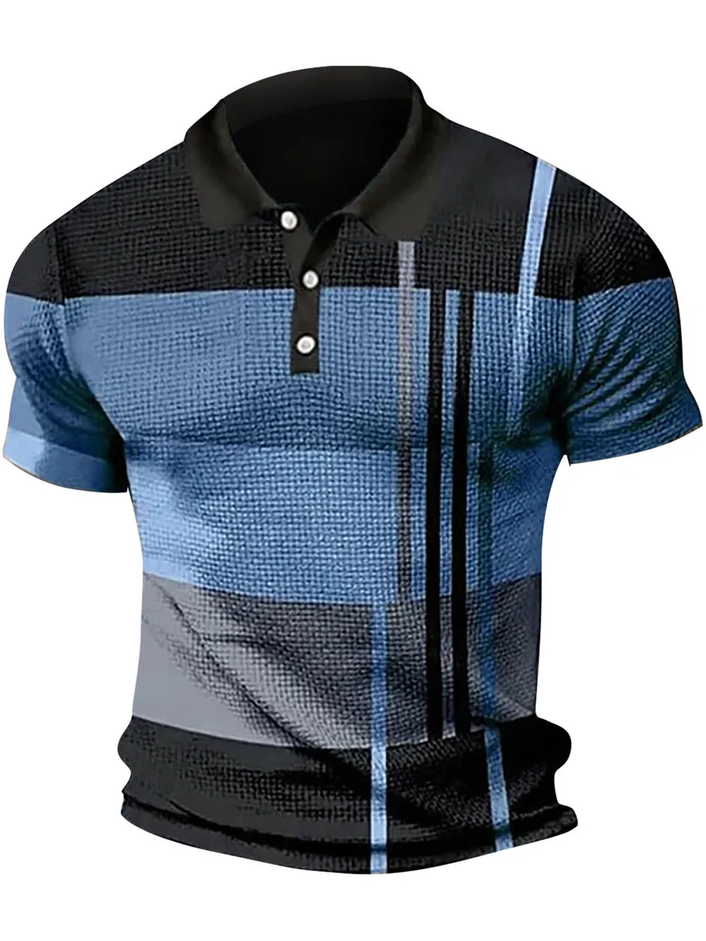 Men's Full Size Color Block Short Sleeve Polo Shirt Plus Size
