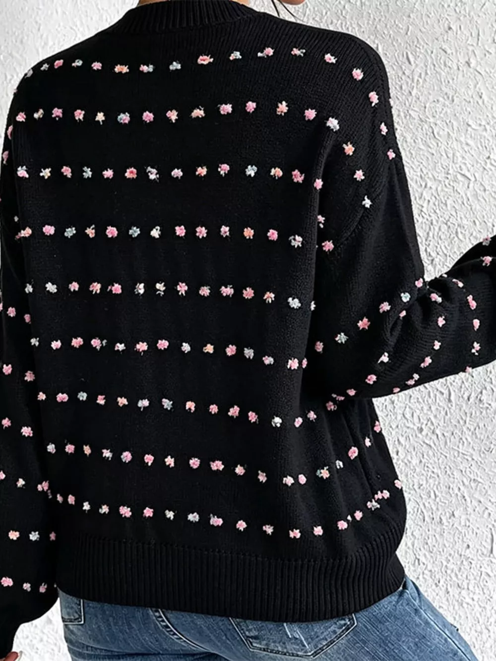 Multi-Color Confetti Dot Drop Shoulder Sweater, image 7