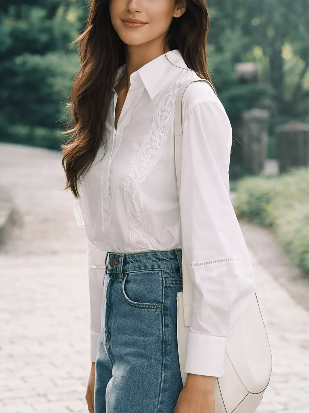 Lace Detail Long Sleeve Shirt, image 3