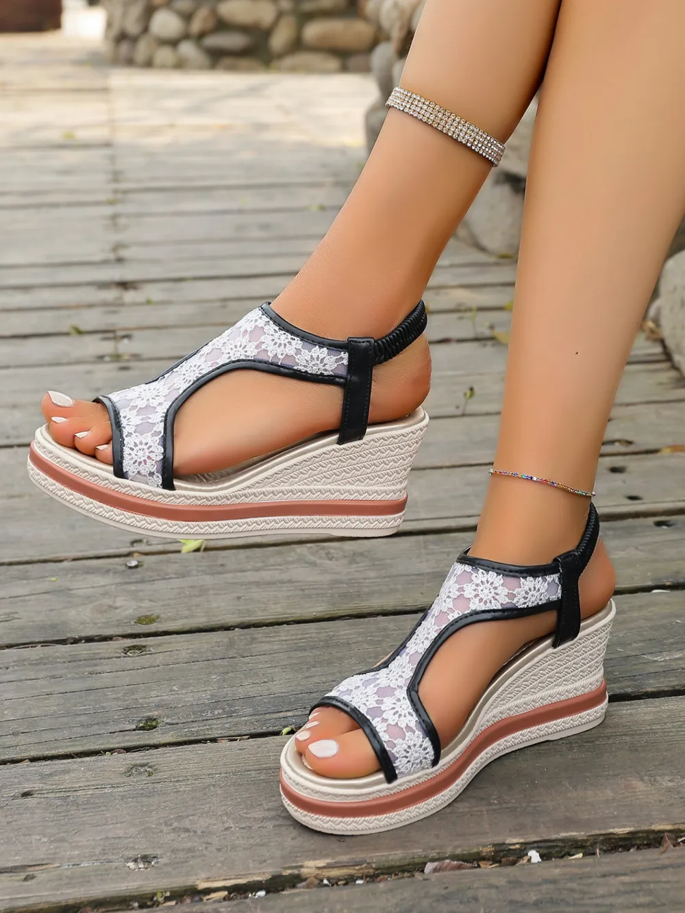 Platform Wedge Open Toe Sandals, image 5