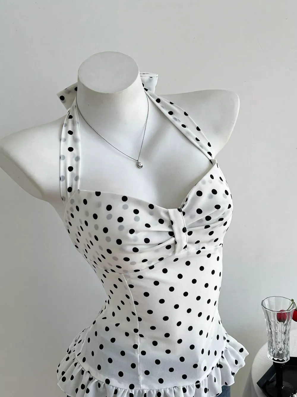Polka Dot Halter Neck Cami, image 2